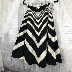 Meadow Rue Black White Waverly Chevron Skirt Sz 4